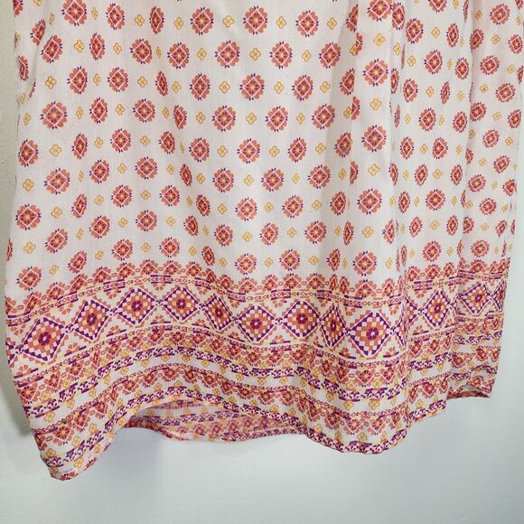 Relativity Womens Tank Top XL Sheer White Tunic Floral Geometric V Neck Light - Picture 6 of 9